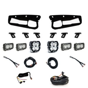 Ford Bronco Light Bar - Baja Designs - Squadron 2.0 (Spot) / S2 Sport D/C & W/C FPK Steel Bumper - Clear - `21-`25